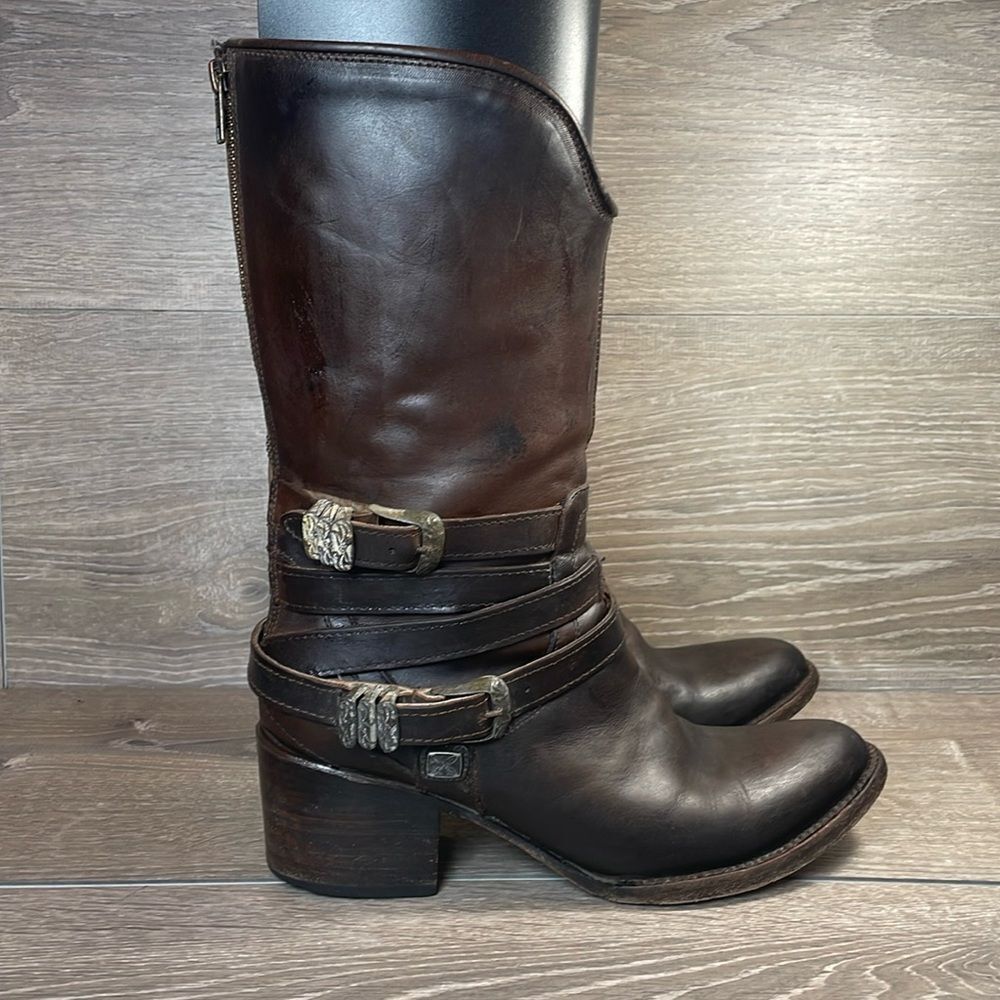 Freebird by Steven Brown Leather Mid-Calf Heeled Boots